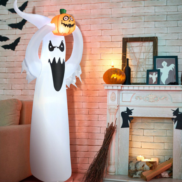 6' Halloween Inflatable Air Blown Ghost with Pumpkin