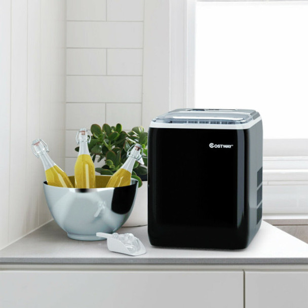 44 lbs Portable Countertop Ice Maker Machine with Scoop-Black