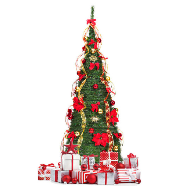 6 Ft Pre-lit Spruce Christmas Tree with Light and Ribbon