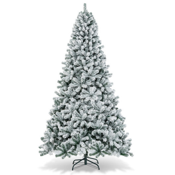 9 Feet Artificial Christmas Tree with Premium Snow Flocked Hinged