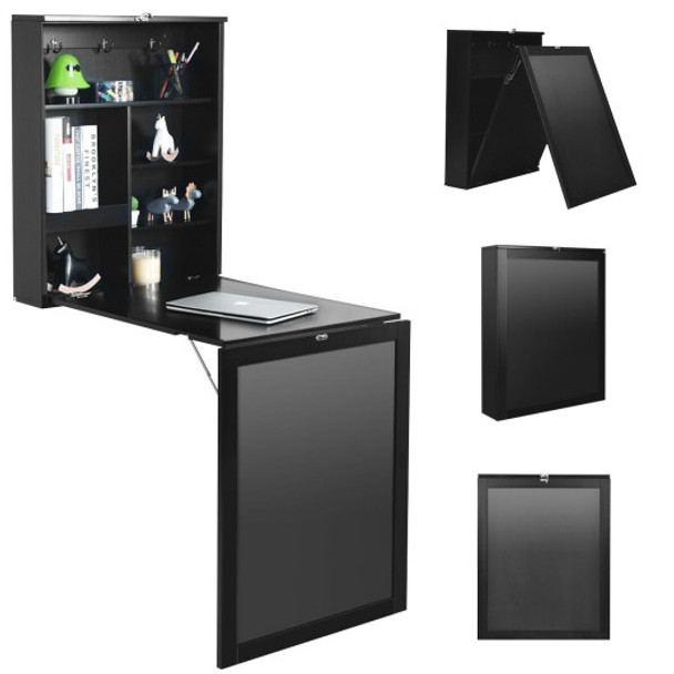 Convertible Wall Mounted Table with A Chalkboard-Black