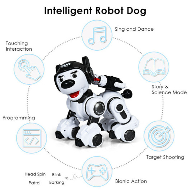 Wireless Programmable Interactive Remote Control Robotic Dog-Black