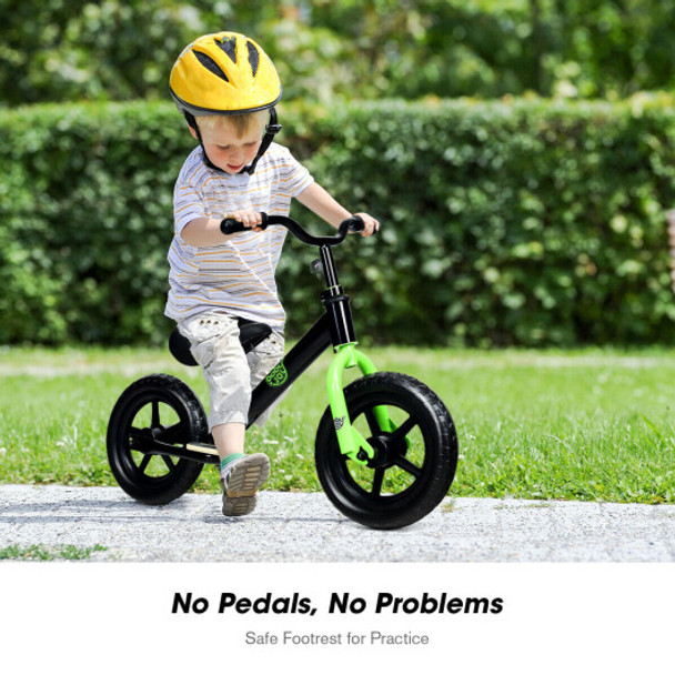 12 Kids No Pedal Balance Bike with Adjustable Seat-Black