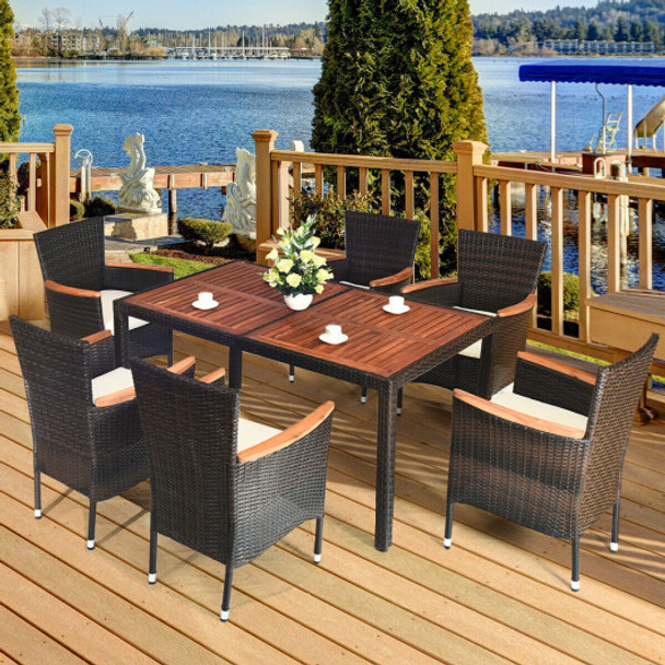 7 Pcs Outdoor Patio Dining Set Garden Dining Set