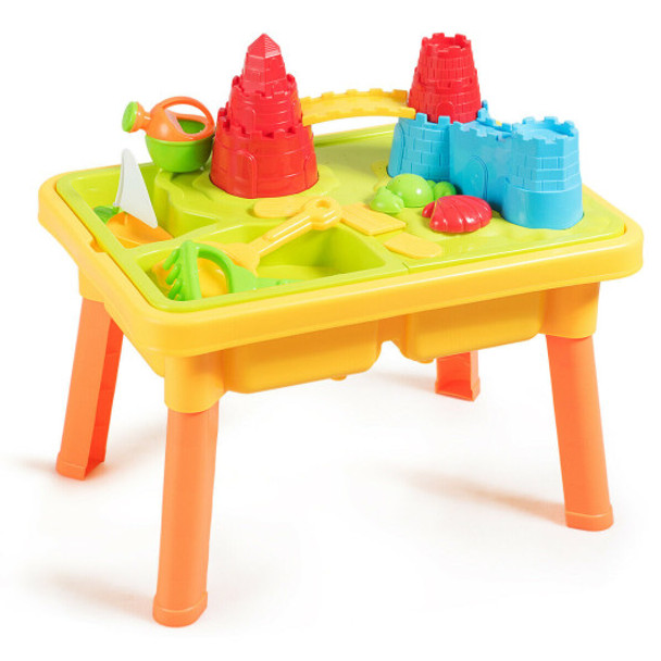 Sand and Water Play Table for Kids with Sand Castle Molds