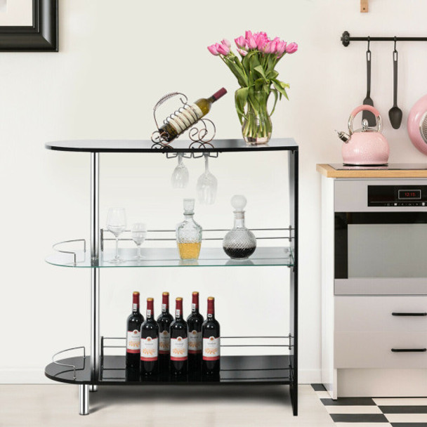 2-holder Bar Table withTempered Glass Shelf