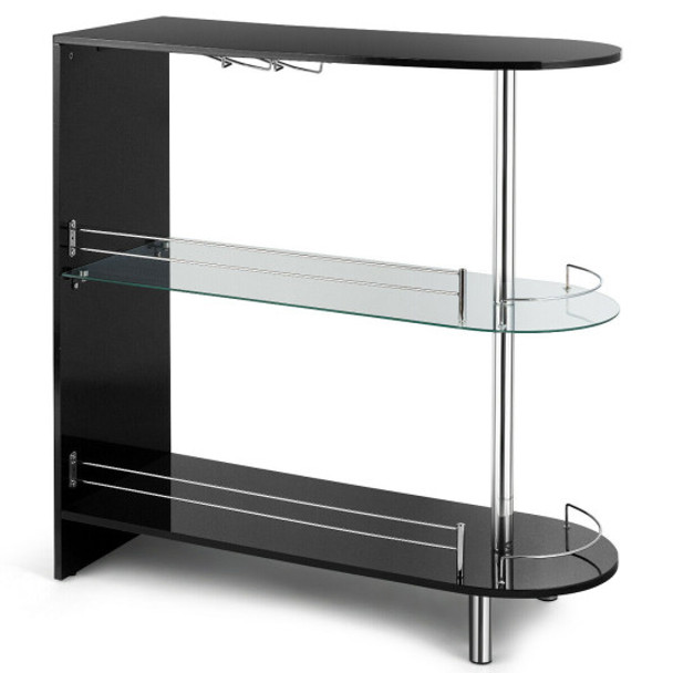 2-holder Bar Table withTempered Glass Shelf