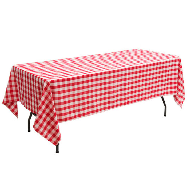 10 Pcs 60" x 126" Rectangular Polyester Party Tablecloth-Red