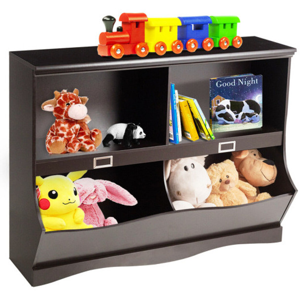 Kids Storage Unit Baby Toy Organizer Children Bookshelf Bookcase-Brown