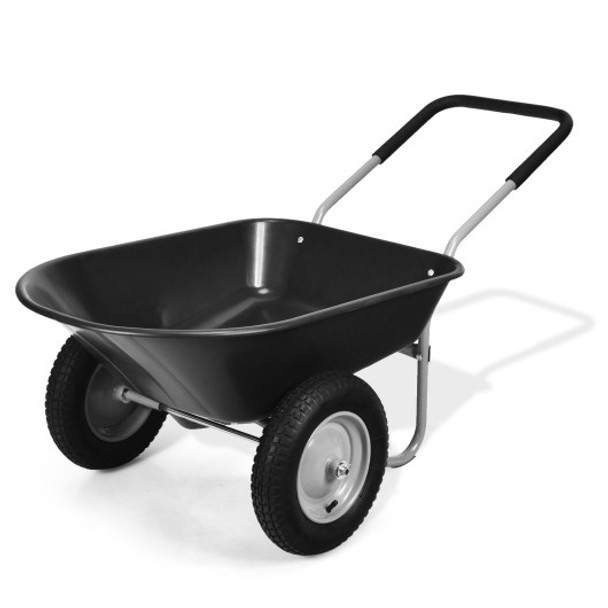 2 Tire Wheelbarrow Garden Cart Heavy-duty Dolly Utility Cart-Black