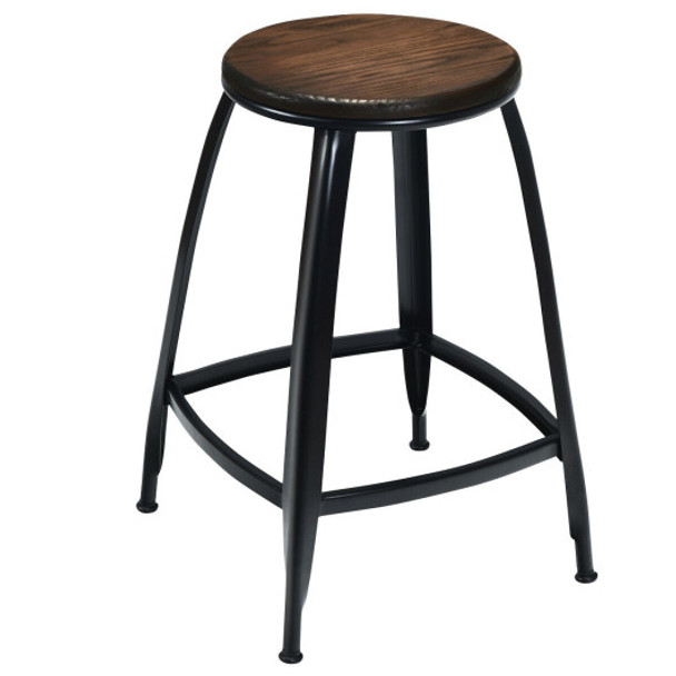 24" Set of 2 Industrial Metal Frame Bar Stools