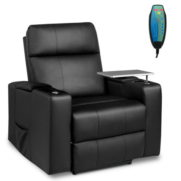 Massage Recliner Chair Seating with Swivel Tray&Remote Control-Black