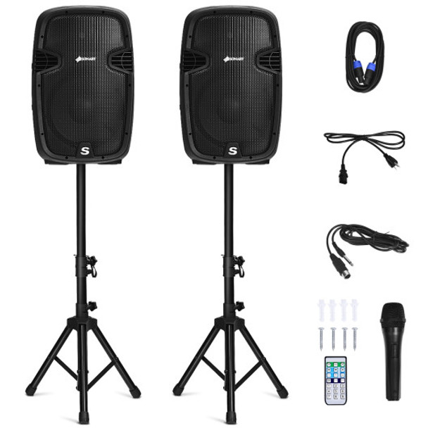 12 Inch Dual 2-Way 2000 W Powered PA Speaker System