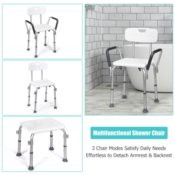 6 Adjustable Height Safety Bathtub Shower Chair with 330lbs Large Weight Capacity