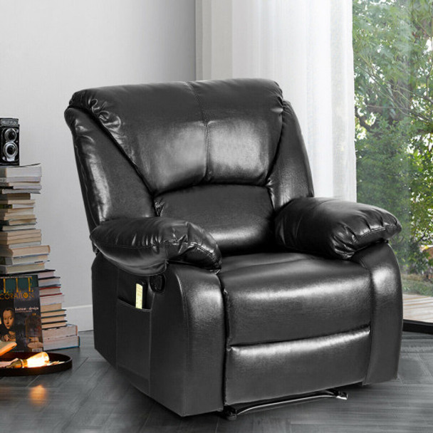 8 Point Massage Recliner Chair Sofa Lounge with Remote Control-Black