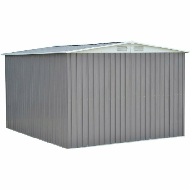 Galvanized Steel Garden Storage Shed Tool House-Gray