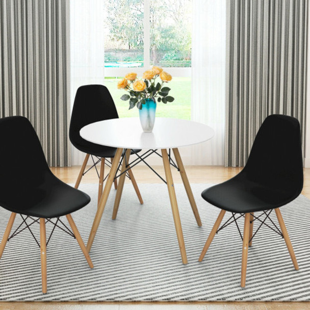 Set of 2 Mid Century Modern DSW Dining Side Chair-Black