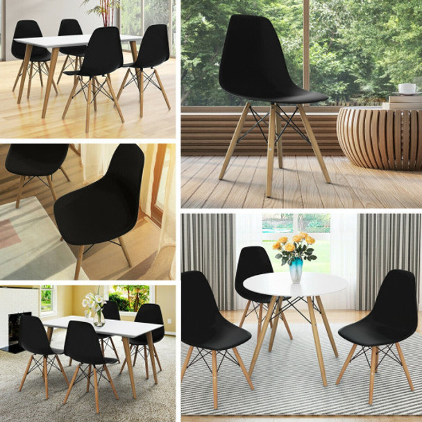 Set of 2 Mid Century Modern DSW Dining Side Chair-Black