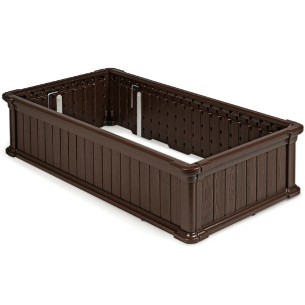 48 Inch x 24 Inch Raised Garden Bed Rectangle Plant Box-Brown