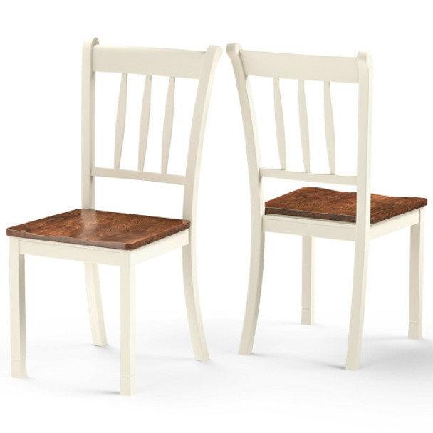 2 Pieces Solid Whitesburg Spindle Back Wood Dining Chairs-White