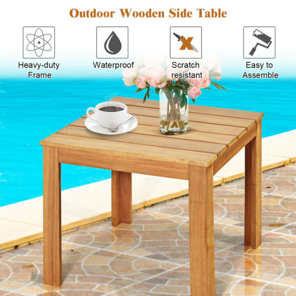 Wooden Square Patio Coffee Bistro Table-Natural