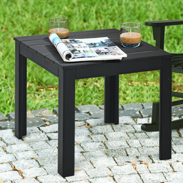 Wooden Square Patio Coffee Bistro Table-Black