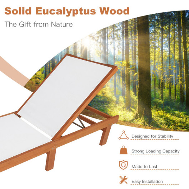 Solid Wood Back Adjustable Patio Lounge Chair