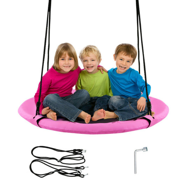 40 Inch Flying Saucer Tree Swing Indoor Outdoor Play Set-Pink
