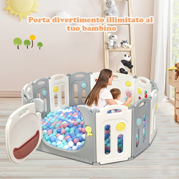 12 Panel Baby Playpen Kids Activity Play Yard