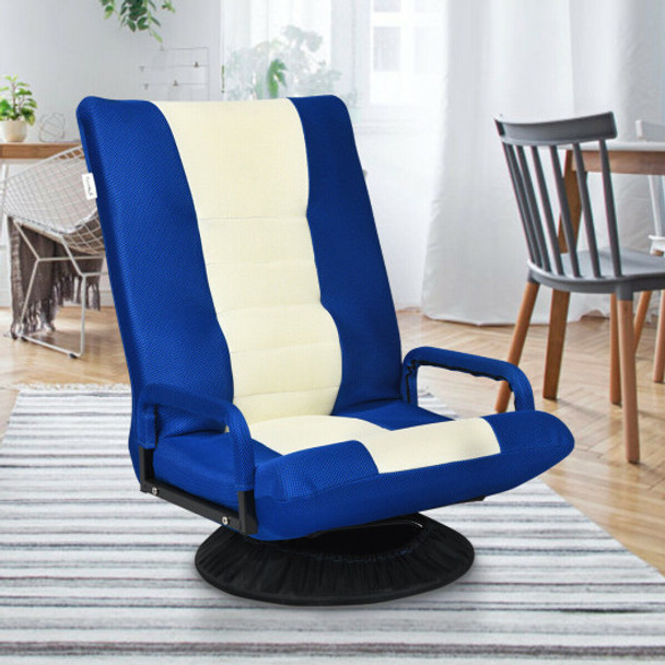 6-Position Adjustable Swivel Folding Gaming Floor Chair-Blue