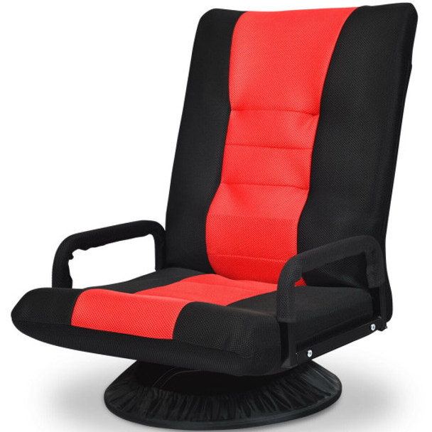 6-Position Adjustable Swivel Folding Gaming Floor Chair-Red