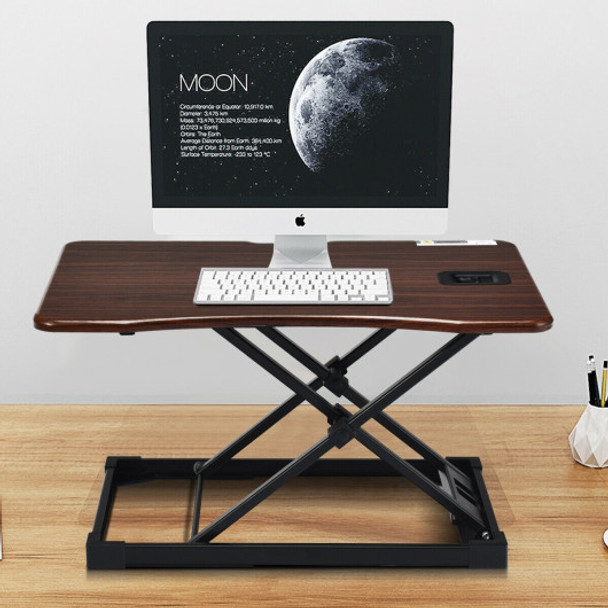 Height Adjustable Standing Computer Desk-Brown