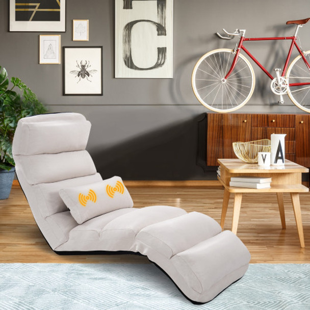 Stylish  Folding Lazy Sofa Chair with Pillow-Beige