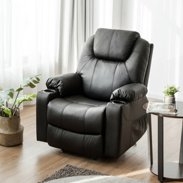 Electric Power Lift Leather Massage Sofa-Black