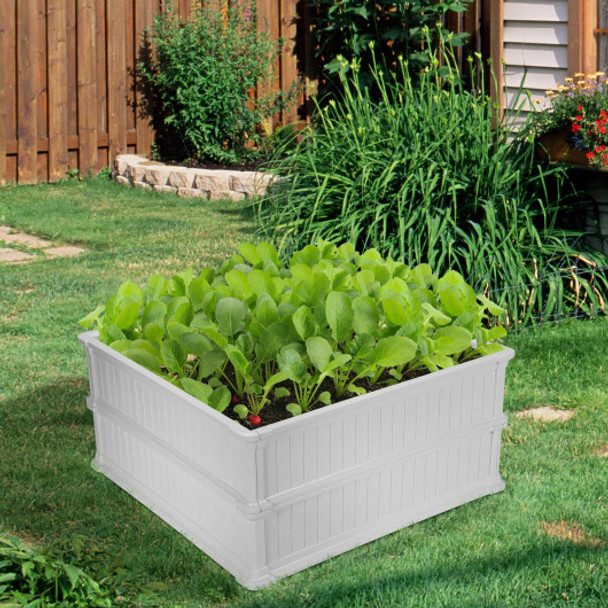 2 Pieces Raised Garden Square Plant Box-White