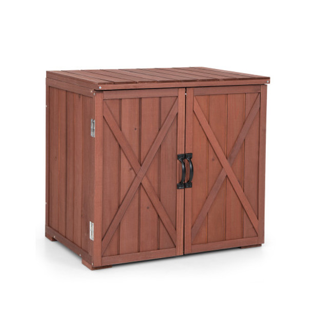 2.5 x 2 Ft Outdoor Wooden Storage Cabinet with Double Doors -Brown