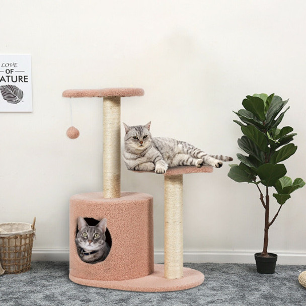 28.5" Multi-Level Cat Tree Climbing Tower -Pink