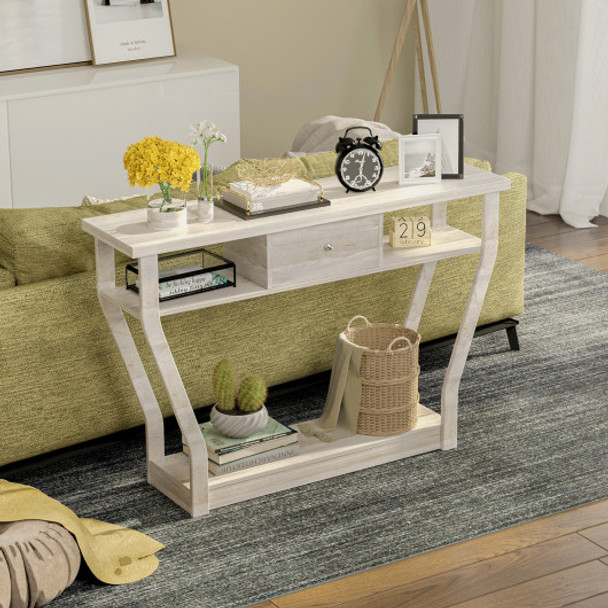 Modern Sofa Accent Table with Drawer-Gray