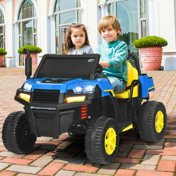 12V Battery Powered Kids Ride On Dumpbed Truck RC-Blue