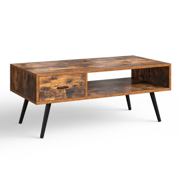 Mid Century Modern Living Room Retro Coffee Table-Brown