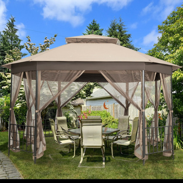 10'x 12' Octagonal Patio Gazebo-Brown