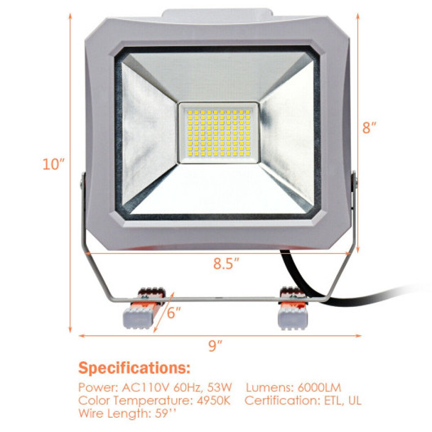 53W 6000LM Portable Outdoor Flood Light