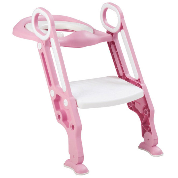 Potty Training Toilet Seat w/ Step Stool Ladder-Pink