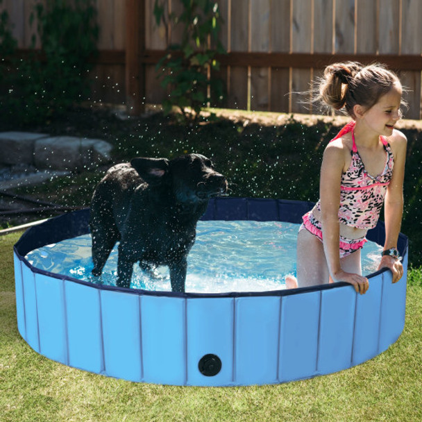 55" PVC Outdoor Foldable Pet and Kids Swimming Pool-Blue