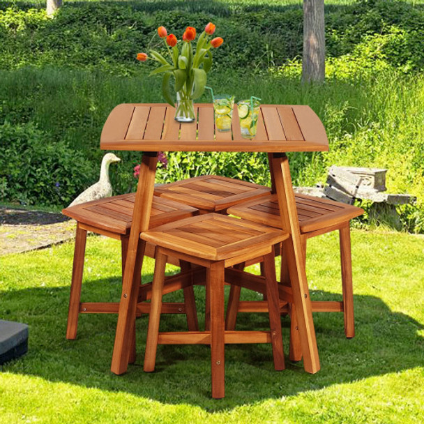 5 Pieces Acacia Patio Dining Set