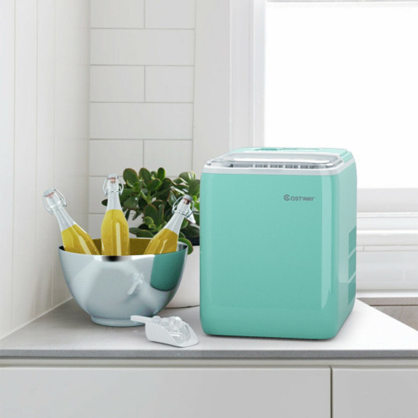 44 lbs Portable Countertop Ice Maker Machine with Scoop-Green