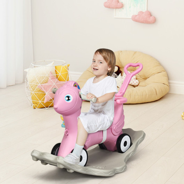 4 in 1 Baby Rocking Horse with Music-Pink