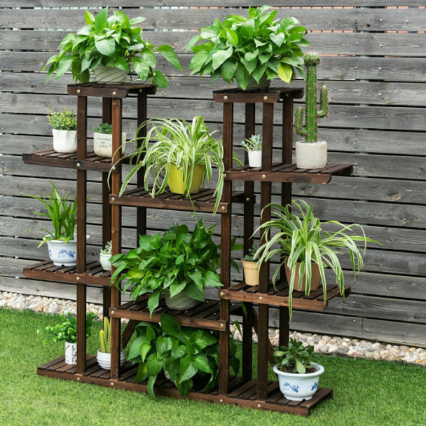 6 Tier Wood Plant Stand Flower Shelf Rack Holder