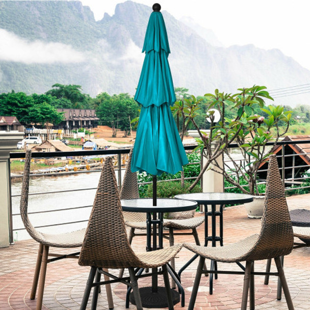 10' 3 Tier Patio Umbrella Aluminum Sunshade Shelter Double Vented without Base-Turquoise