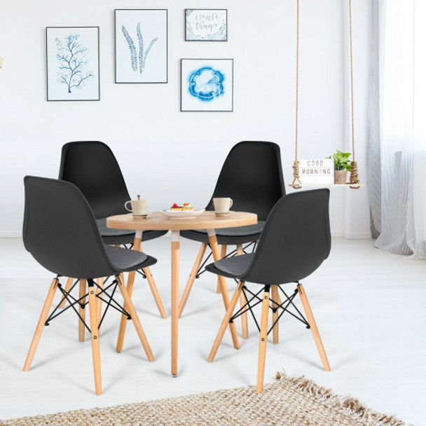 2Pcs Dining Chair Mid Century Modern DSW Chair Furniture-Black